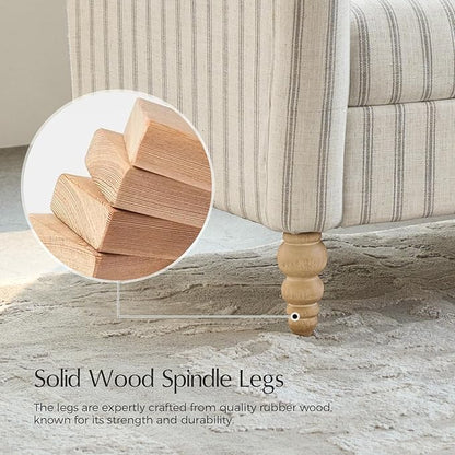 EcoHarbor Living 50.5" Mid-Century Modern Couch, Upholstered Sofa with Armrests, Stripe Mini Couches for Small Space, Living Room, Bedroom, Office, Apartment, Stripe