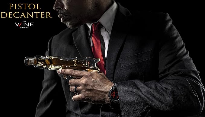 Gifts for Men Dad, 10.1 Oz Whiskey Gun Decanter Set + 2 Bullet Glasses - Unique Birthday Pistol Gift Ideas Daughter Son, Personalized Liquor Dispenser - Scotch Bourbon Vodka, Him, Brother Husband