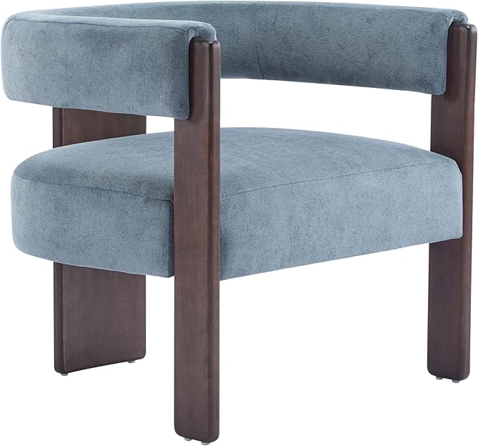 Christopher Knight Home Nettie Modern Accent Chair for Living Room, Velvet Fabric Single Lounge Sofa Chair with Wooden Frame, Comfy Reading Chair for Bedroom, Lounge Armchair with Cushion, Dusky Blue