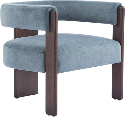 Christopher Knight Home Nettie Modern Accent Chair for Living Room, Velvet Fabric Single Lounge Sofa Chair with Wooden Frame, Comfy Reading Chair for Bedroom, Lounge Armchair with Cushion, Dusky Blue