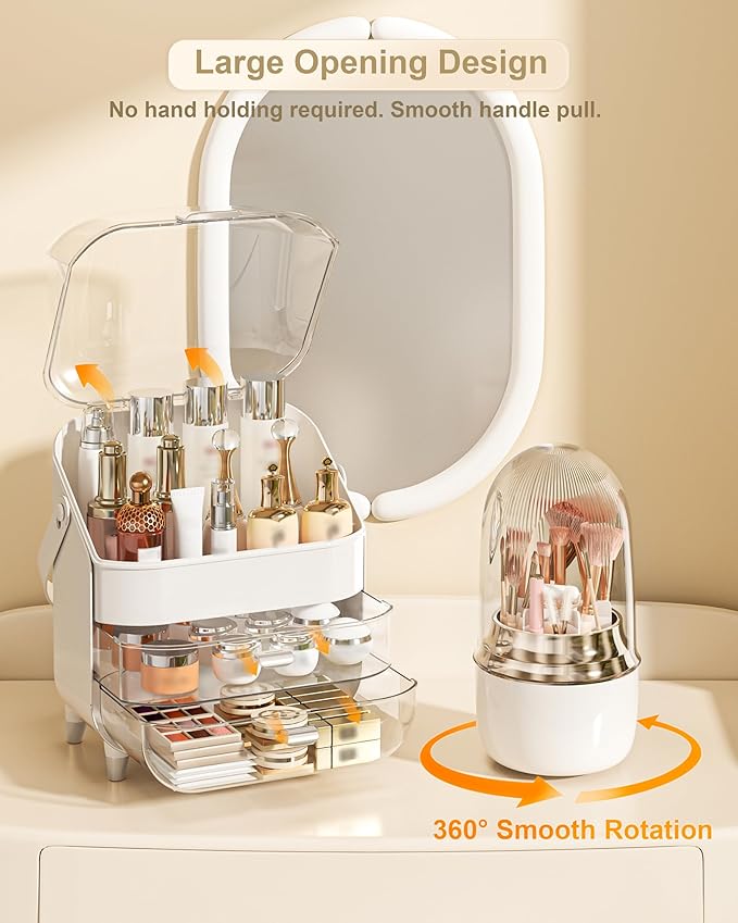 Makeup Organizer, Skincare Holder Bathroom Counter Organizer, Storage Box Cosmetic Display Cases, Teen Girl Gifts Trendy Stuff Make up Organizers for Vanity, Dresser, Countertop (Silver)