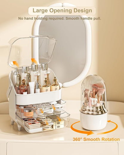 Makeup Organizer, Skincare Holder Bathroom Counter Organizer, Storage Box Cosmetic Display Cases, Teen Girl Gifts Trendy Stuff Make up Organizers for Vanity, Dresser, Countertop (Silver)