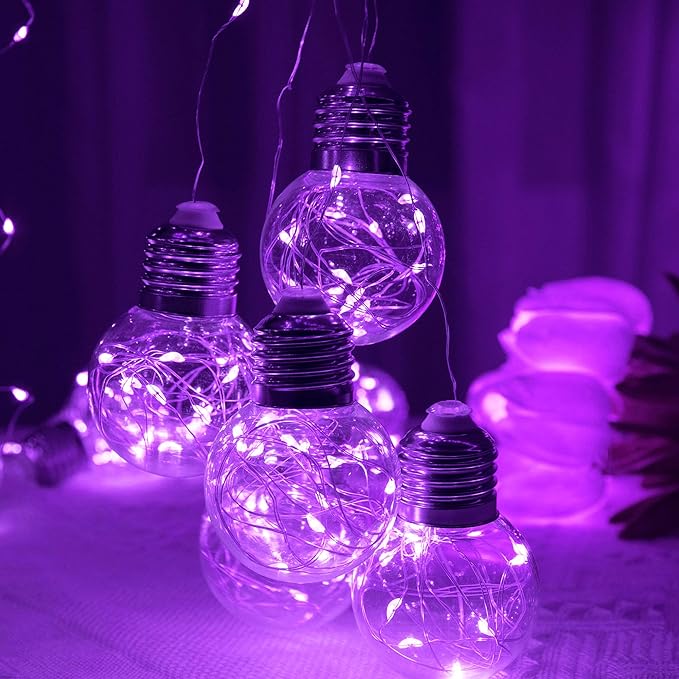 YOLIGHT Wishing Ball Curtain Lights 200 LED Window Curtain String Lights with Remote, USB Battery Powered Twinkle Globe Fairy Lights for Wedding Party Bedroom Halloween Christmas Decoration (Purple)