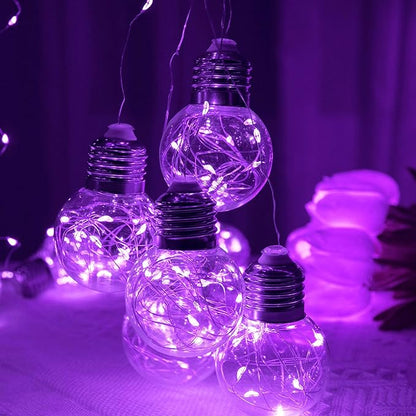 YOLIGHT Wishing Ball Curtain Lights 200 LED Window Curtain String Lights with Remote, USB Battery Powered Twinkle Globe Fairy Lights for Wedding Party Bedroom Halloween Christmas Decoration (Purple)