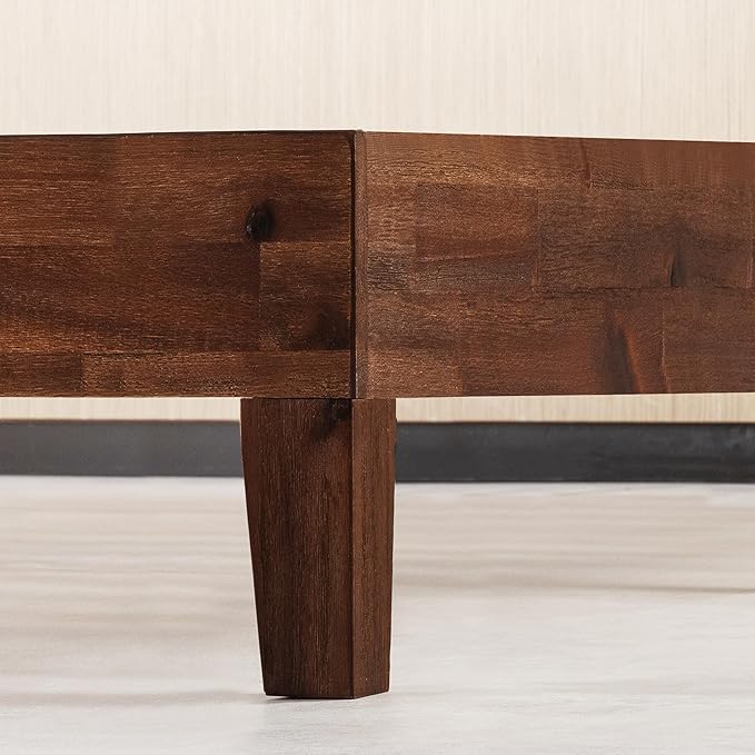 Mellow Naturalista Grand - 12 Inch Solid Wood Platform Bed with Wooden Slats - No Box Spring Needed - Queen (Espresso)