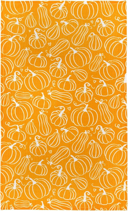 Modern Style Premium Kitchen Tea Towel Super Absorbent Fast Drying Microfiber Pumpkin Harvest