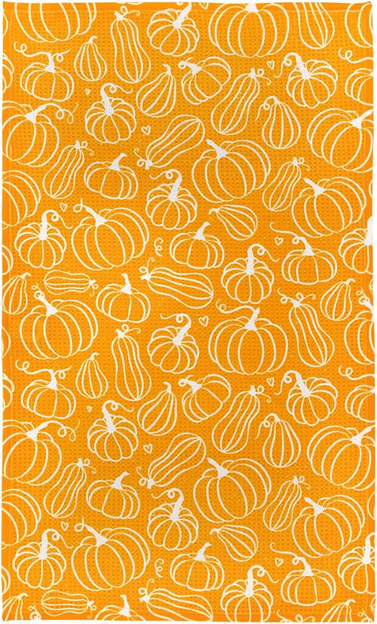 Modern Style Premium Kitchen Tea Towel Super Absorbent Fast Drying Microfiber Pumpkin Harvest