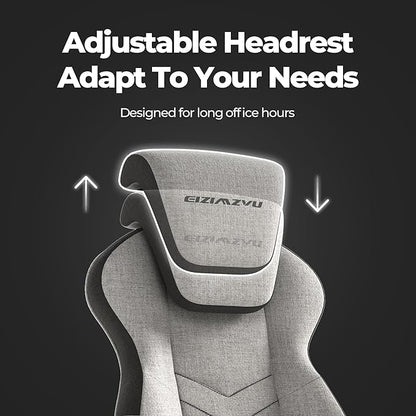 Ergonomic Office Chair with Adjustable Headrest and Footrest, High Back Desk Chair with Linkage Armrests, Reclining Swivel Chair for Home Office, Executive Office Chair (Gray)