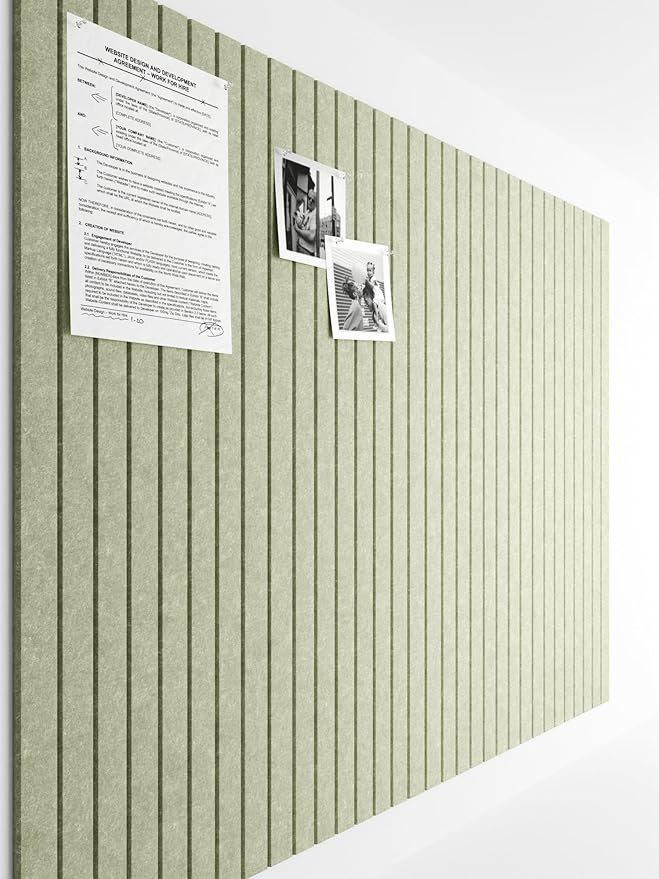 Bumusty Large Cork Board Alternative-47 x35 Felt Bulletin Board Tiles, with 30 Pushpins, 70 Adhesive Tabs, 12-Pack Slat Wall Paneling, Cork Boards for Office Push Pin Board Felt Board-Sage