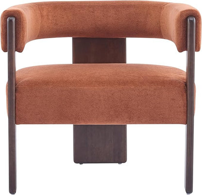 Christopher Knight Home Nettie Modern Accent Chair for Living Room, Velvet Fabric Single Lounge Sofa Chair with Wooden Frame, Comfy Reading Chair for Bedroom, Lounge Armchair with Cushion,Burnt Orange
