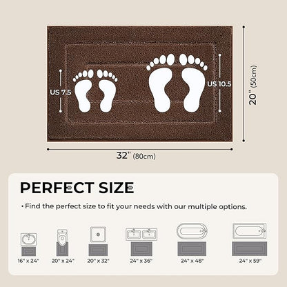 GRANNY SAYS Bathroom Rugs Non Slip 32" x 20", Bath Mats for Bathroom, Super Soft and Water Absorbent, Microfiber Washable Bath Rugs for Floor, Tub and Shower, Brown