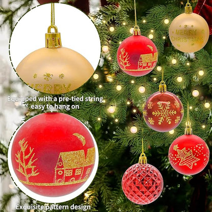 40PCS 2.36" Christmas Balls Ornaments, Plastic Christmas Tree Ornaments, Holiday Baubles, Hanging Decorations for Xmas Trees Holiday Party, Burgundy Baubles