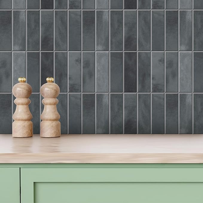 5 Pack Peel and Stick Backsplash Subway Tiles, Extra Thick 3D Wall Panels, Heat & Water Resistant, Easy DIY Kitchen, Bathroom, Laundry, Fireplace & Rental Home Wall Décor (12 x 12 in), Gray