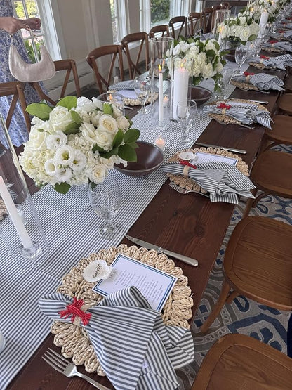 13.8" Set of 10 Round Corn Husk Placemats | Boho Woven Rattan Table Mats | Farmhouse Wicker Spring Plate Chargers Like Water Hyacinth, Seagrass for Wedding, Party, Christmas, Events