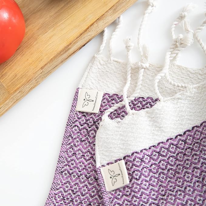 Smyrna Turkish Cotton Dish Towels Pack of 6, 100% Natural Cotton, 12x12 Inches, Machine Washable, Ultra Soft, Absorbent, Prewashed and Quick Dry Turkish Dish Towels, Dusty Rose