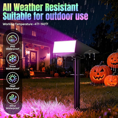 Solar Spot Lights Outdoor Color Changing, [7 Mode/6 Pack] Christmas Landscape Spotlights, Solar Lights Outdoor Waterproof,Led Powered Flood Light for Halloween Pathway Yard Garden Tree Walkway