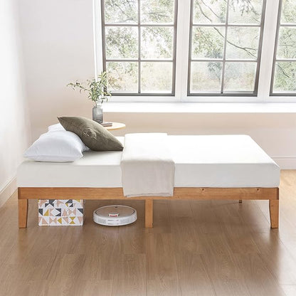 Mellow Naturalista Classic 12 Inch Solid Wood Platform Bed King, Natural Pine