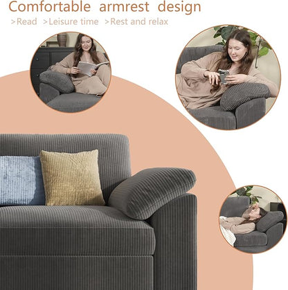 EASE MOOSE Sectional Modular Sofa, Comfty 3 Seat Cloud Couch, FSC Certified Modern Deep Seat Sectional for Living Room