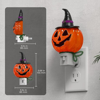 L LOHAS LED Pumpkin Night Light, Halloween Lights Indoor, Plug in Nightlight with UL,C7 Bulbs Changeable,Halloween Party Decorations for Adults,Kids,Gift