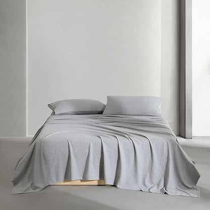 Calvin Klein - Queen Bed Sheets, Soft Melange Flannel Bedding Set with Deep Pockets, Oeko-TEX Certified (Melange Flannel Silver Grey, Queen)