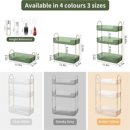 3 Tier Bathroom Organizer Countertop Makeup Perfume Skincare Organizer for Bathroom Dresser Vanity (Green)
