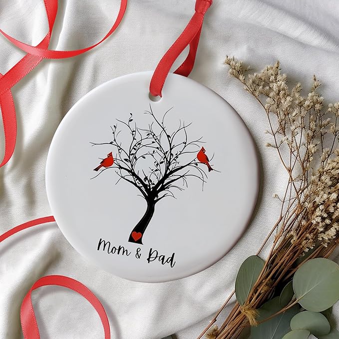 Cardinal Remembrance Ornament for Loss of Dad - Sympathy Christmas Tree Memorial Gift