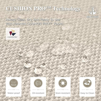 HERA'S HOUSE 7 Pieces Patio Table and Chairs Set, Outdoor Dining Set for 7, 6 x Cushioned Woven Rattan Patio Chairs and 1 x 61”/84” Black Extendable Metal Table, Outdoor Rattan Dining Set for Lawn