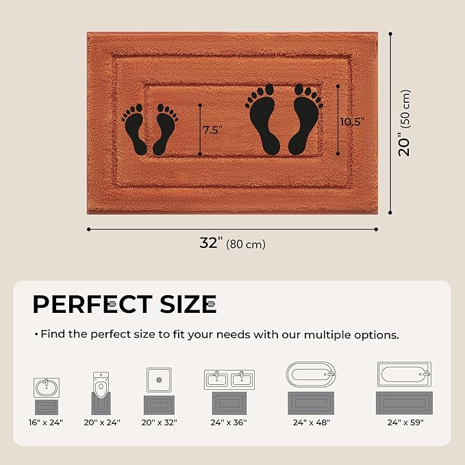 GRANNY SAYS Bathroom Rugs Non Slip, 20" x 32", Bath Rugs for Bathroom Washable, Bath Mats for Floor, Microfiber Bath Mat for Tub, Absorbent Bath Rugs for Shower Room, Terracotta