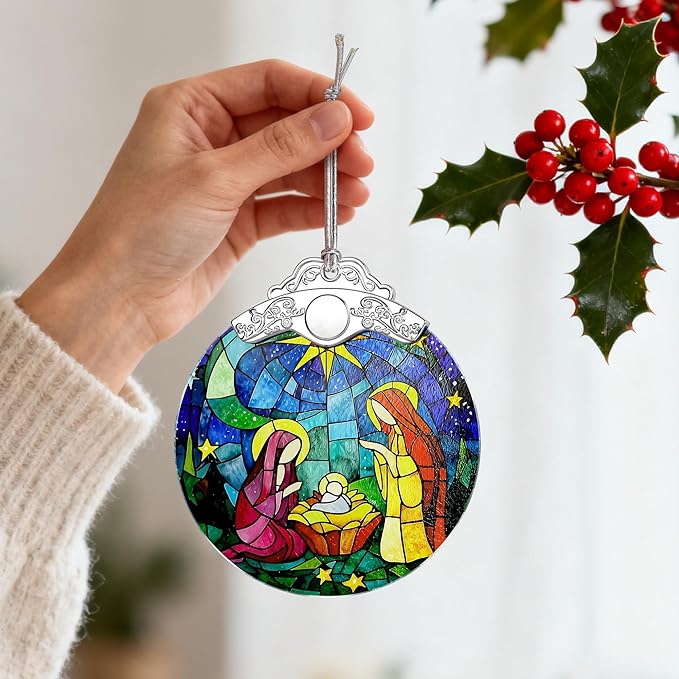Christmas Ornament, Christmas Tree Decor, Christian Ornament, Nativity Scene, Religious Home Decor, Christian Gifts, Religious Gifts, Gift Exchange, Gift Idea - Pattern C