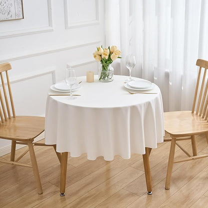 Ivory 6 Pack Round 60 Inch Tablecloth, Premium Polyester Table Cloth Washable Table Cover Stain and Wrinkle Resistant Decorative Table Cover for Party Wedding