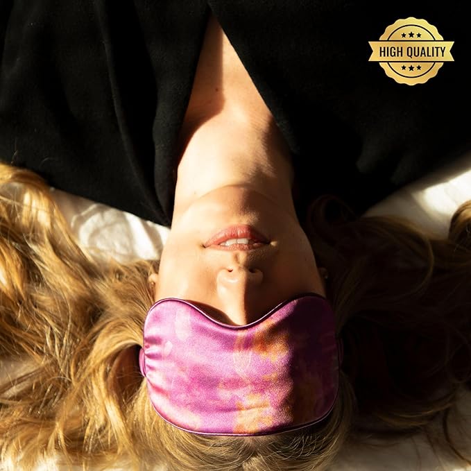 Silk & Willow 100% Pure Mulberry Silk Sleep Eye Mask & Hair Scrunchie Gift Set (Hot Peony)