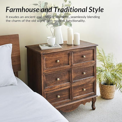 HULALA HOME 3 Drawer Nightstand with Charging Station Drawer Organizer with Wood Legs Farmhouse Solid Wood, Walnut