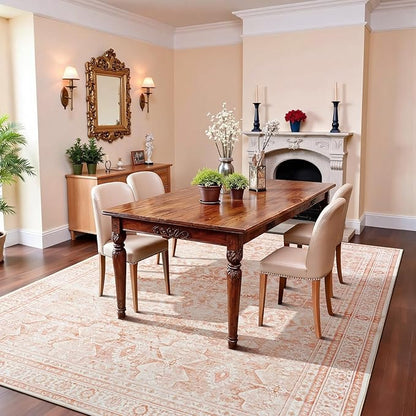 Lofus 5x7 Area Rug for Living Room,Pink Washable Area Rugs with Non-Slip Backing,Soft Boho Carpets for Bedroom Dining Room Home Office Indoor Nursery