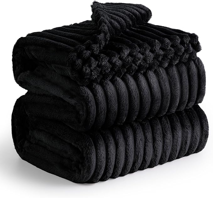 Bedsure GentleSoft Black Blanket Full Size for Bed - Cozy Soft Blankets for Women, Cute Large Fleece Throws for Girls, 84x90 Inches