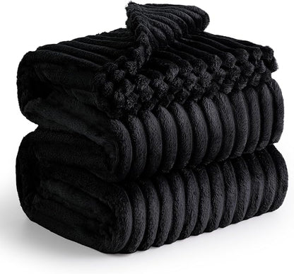 Bedsure GentleSoft Black Blanket Full Size for Bed - Cozy Soft Blankets for Women, Cute Large Fleece Throws for Girls, 84x90 Inches