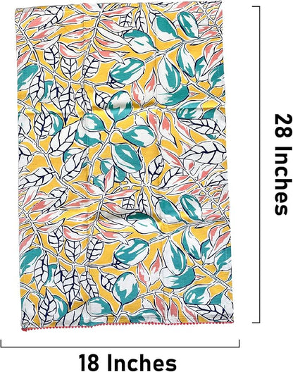 TARAN LIVING Valentine's Printed Kitchen Dish Bar and Tea Towels Cotton, 18x28 inch with Trims, Cotton Dish Towel Sets (Yellow, Set of 4)