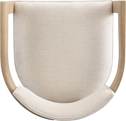 Christopher Knight Home Falcon Fabric Upholstered Dining Chairs Set of 2, Modern Wooden Dining Curved Backrest Kitchen Side Chair, Living Room for Extra Seat, Light Ash+Beige