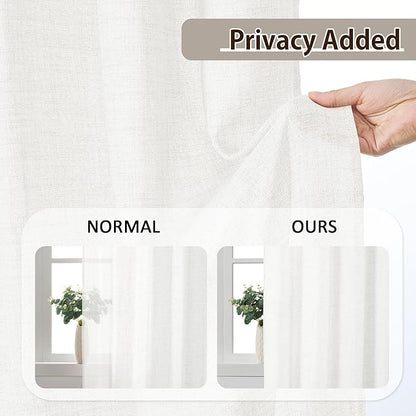 White Pinch Pleated Sheer Curtains 108 Inches Long, Textured Window Treatments Curtain for Bedroom/Living Room 42x108 Inch 2 Panels Back Tab Rod Pocket