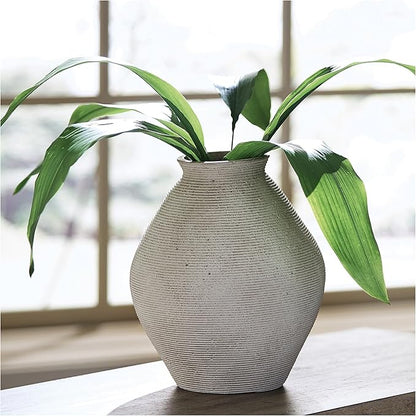 Signature Design by Ashley Hannela 12" Modern Distressed Polyresin Vase, Antique Tan