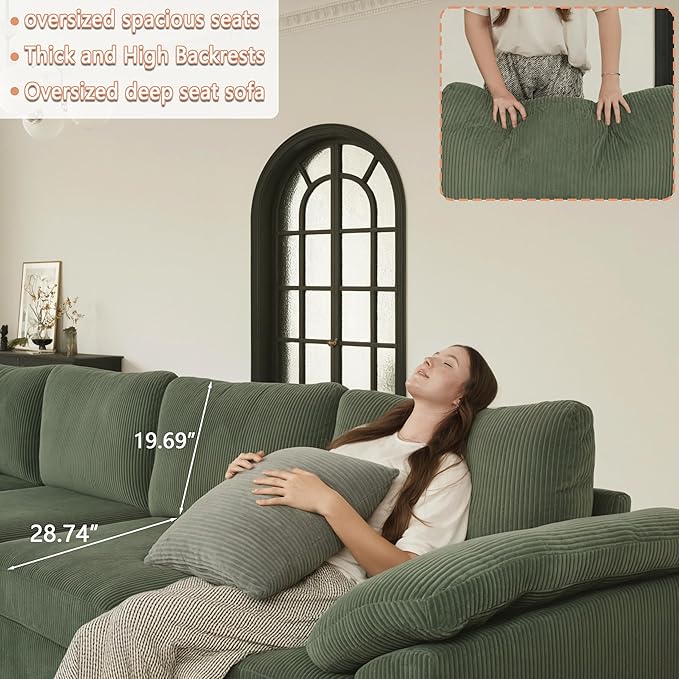 EASE MOOSE Modular Sectional Sofa,Oversized U Shape Sectional Couch with Ottoman,Wide Deep Modular Cloud Couch,Removable Cover