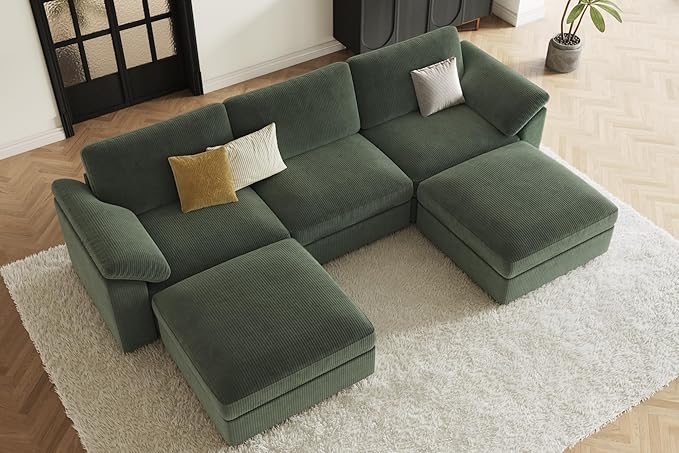 EASE MOOSE Oversized Modular Sectional Sofa, Extra Large L Shape Sectional Cloud Couch,Comfty Deep Modular Sofa with Ottoman for Living Room