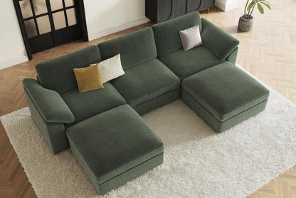 EASE MOOSE Oversized Modular Sectional Sofa, Extra Large L Shape Sectional Cloud Couch,Comfty Deep Modular Sofa with Ottoman for Living Room