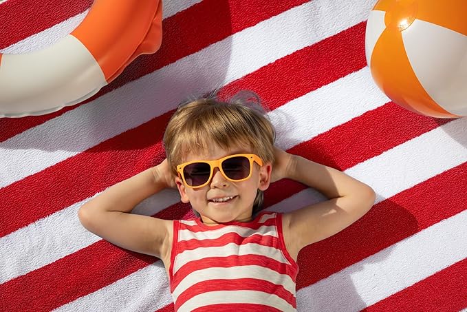 Utopia Towels Cabana Stripe Beach Towel, Oversized 100% Ringspun Cotton Pool Bath Towels for Beach, Red Navy Grey Plum