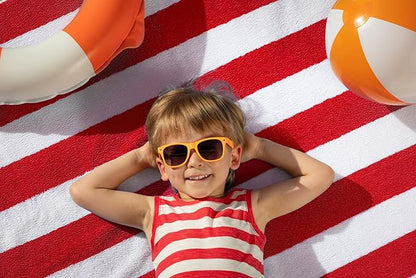 Utopia Towels Cabana Stripe Beach Towel, Oversized 100% Ringspun Cotton Pool Bath Towels for Beach, Red Navy Grey Plum