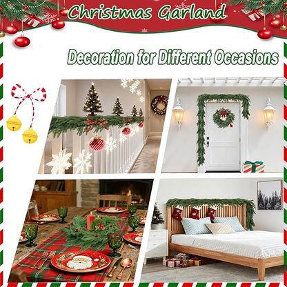 Christmas Garlands Norfolk Pine - Real Touch Pine Garlands - Garlands Christmas Decorations for Home Dining Table Mantel Porch Winter Christmas Decor(6ft)