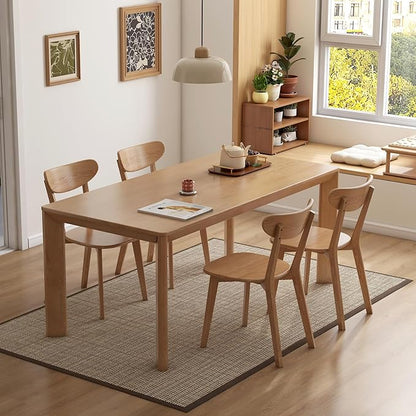Oak Dining Chairs, Kitchen Chairs, 100% Solid Wood Modern Dinner Chair with Curved Backrest, Dining Room Chair for Kitchen, Living Room, Study (2PK, Natural)