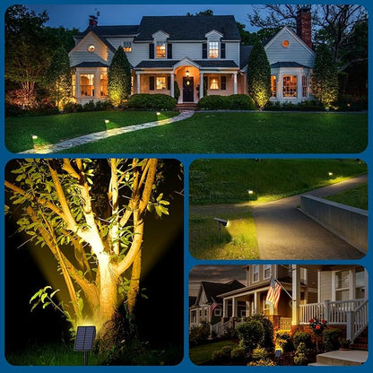 Solar Lights Outdoor Waterproof IP65, [12 Pack/4 Modes] Spot Solar Light for Outside, Dusk to Dawn LED Solar Powered Yard Garden Landscape Lighting Spotlights for Path Patio Walkway, Warm White