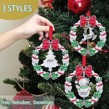 Christmas Ornaments, Metal Christmas Tree Ornaments Dated 2025 Silver Rotatable Funny Christmas Ornaments Decorative Keepsake Tree Decoration