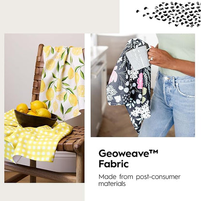 GEOMETRY Kitchen Towels Quick Dry Microfiber Premium Towel Strawberry Sunshine 2 Pack Set 18x30