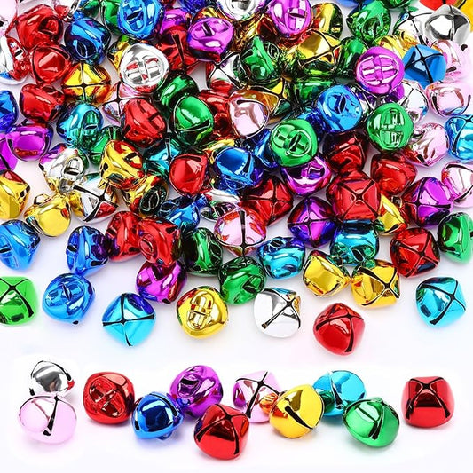 Augshy 4/5 Inch Jingle Bells for Crafts,120 Pcs Small Tiny Bells, Multicolor Mini Craft Bells for Christmas Tree Ornaments Decor DIY Jewelry Pet Accessories Wreaths Holiday Decorations